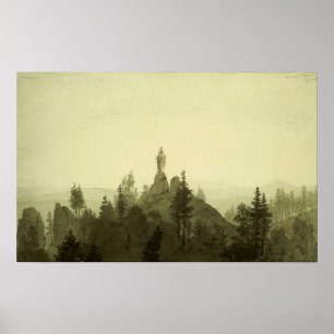 Friedrich - Statue der Madonna in den Bergen Poster
