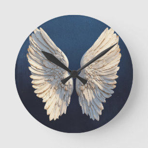 Friedvoll zeitlose Schönheit Blaue Elegante Engels Runde Wanduhr