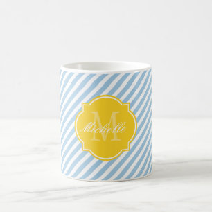 Friedvolle blauer Streifen-Monogramm-Tasse Kaffeetasse