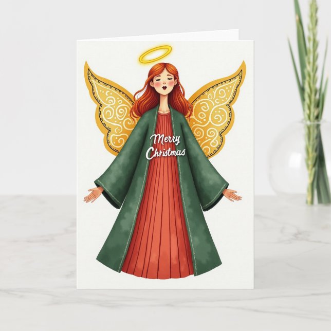 Friedvolles Engel-Weihnachtskarte Karte (Vorderseite)