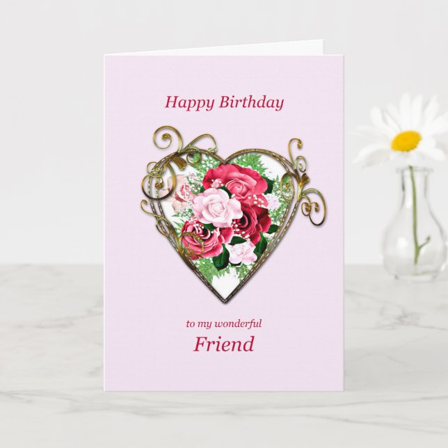 Friend Birthday Antike bemalt Rose Karte (Kleine Pflanze)