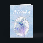 Friend Birthday Blue Dragonfly Watercolor Art Karte<br><div class="desc">A Friend is one of those special people you meet along the way that help you appreciate the journey.  Beautiful blue and mauve dragonfly watercolor  for someone who loves dragonflies,  gardens and ponds</div>
