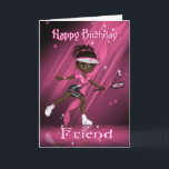 Friend Birthday Card Tennis Player - African Ameri Karte<br><div class="desc">Friend Birthday Card Tennis Player - Afro American</div>