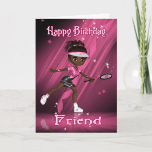 Friend Birthday Card Tennis Player - African Ameri Karte