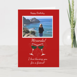 Friend Birthday Custom Foto Funny Wine Karte