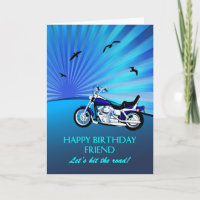 Friend Birthday Motorrad Sunset Card