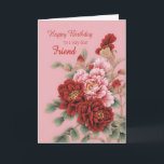 Friend Birthday Peonies Karte<br><div class="desc">Eine wunderschöne Abbildung von rosa und roten Pfingsten, um Ihrem Freund einen guten Geburtstag zu wünschen. Diese Karte ist voller Liebe, elegant und elegant zugleich.</div>