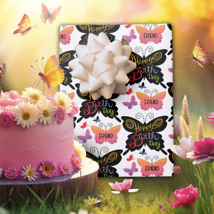 Friend Birthday Wrapping Paper Sheets Geschenkpapier Set