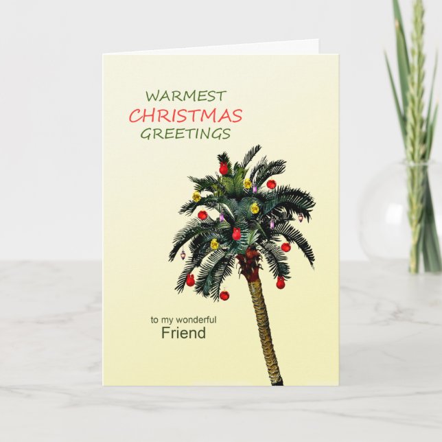 Friend Christmas Palm Tree Weihnachtskarte Feiertagskarte (Vorderseite)