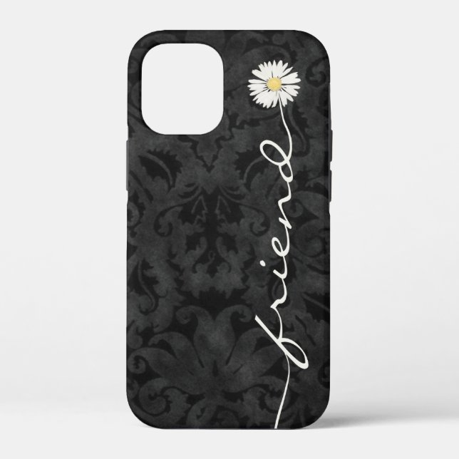 Friend Daisy auf Black Damask Case-Mate iPhone Cas Case-Mate iPhone Hülle (Rückseite)