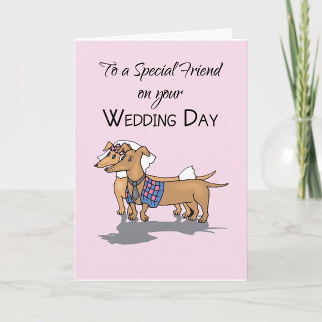 Friend Daschunds Dogs Wedding Glückwunsch Karte (Vorderseite)