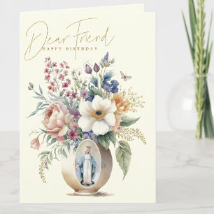 FRIEND Frohen Geburtstag Floral Religiös Dankeskarte