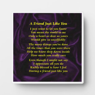 Friend Gedicht Plaque - Lila Seidendesign Fotoplatte