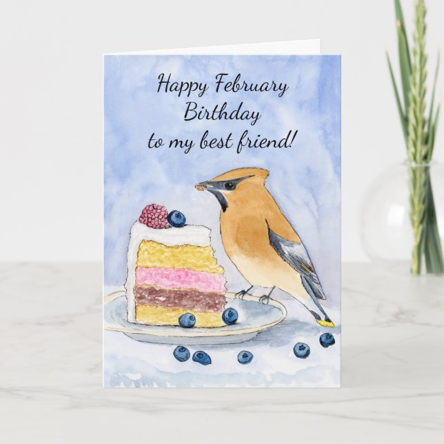 Friend Happy February Birthday Bird Karte (Vorderseite)