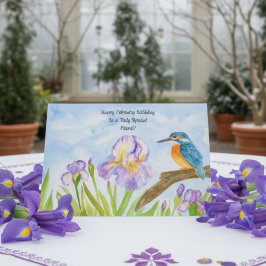 Friend Happy February Birthday Kingfisher Karte