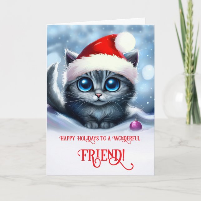 Friend Happy Holidays mit Niedlichen Weihnachtskit Karte (Vorderseite)