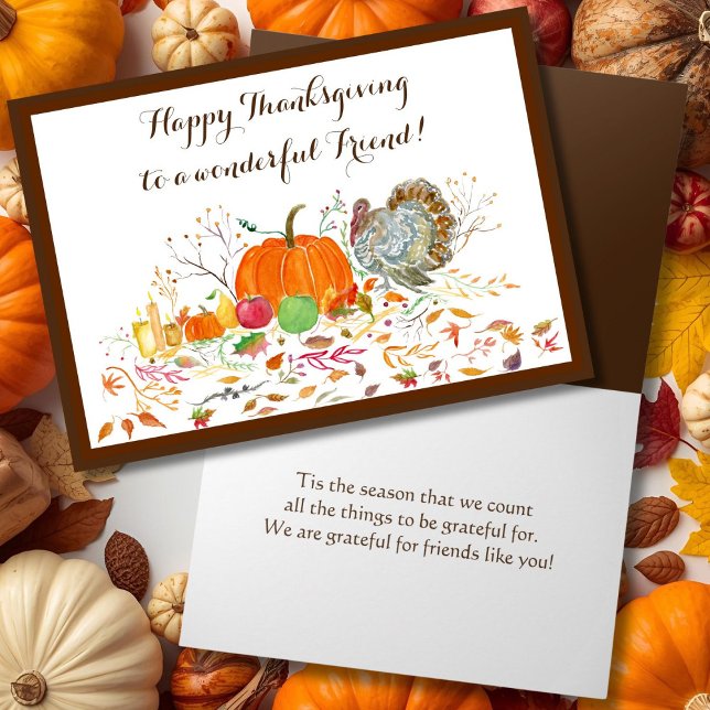 Friend Happy Thanksgiving Pumpkin und Türkei Karte (Von Creator hochgeladen)
