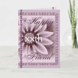 FRIEND Happy xxth Custom Birthday LAVENDER Blume Karte