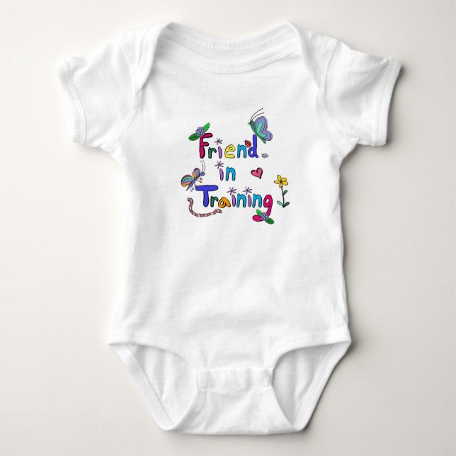 "Friend in Training" Lebendige Farben Baby Strampler (Vorderseite)