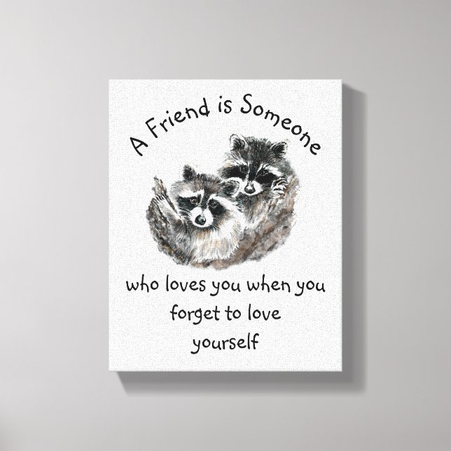 Friend Loves You Cute Raccoons Leinwanddruck (Vorderseite)