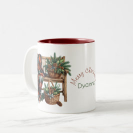 Friend Merry Christmas Blanket Bench Cosy Zweifarbige Tasse
