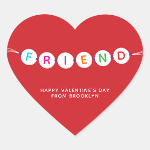 Friend niedlich Freundschaftsbracelet Roter Valent Herz-Aufkleber