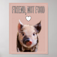 "Friend, not food" mit niedlichem Ferkel vegan