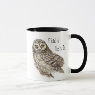 "Friend of the Earth Day", "Earth Day", "Owl Bird" Tasse