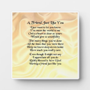 Friend Poem Plaque - Crème soie Design