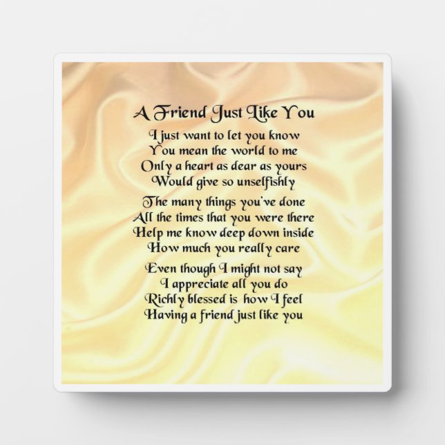 Friend Poem Plaque - Crème soie Design (Devant)