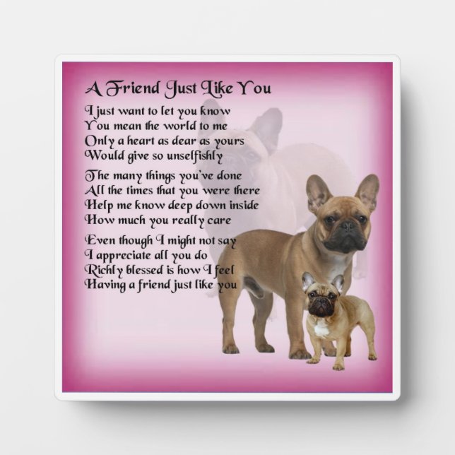 Friend Poem Plaque - French Bulldog Design Fotoplatte (Vorderseite)