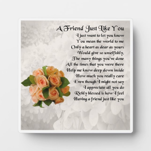 Friend Poem Plaque - Rose gestalten Fotoplatte (Vorderseite)