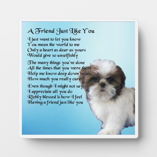 Friend Poem Plaque - Shih Tzu Dog Design (Devant)