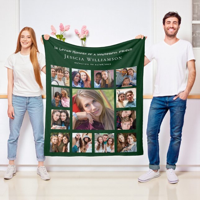Friend Remembrance Collage Green Fleece Blanket (Von Creator hochgeladen)