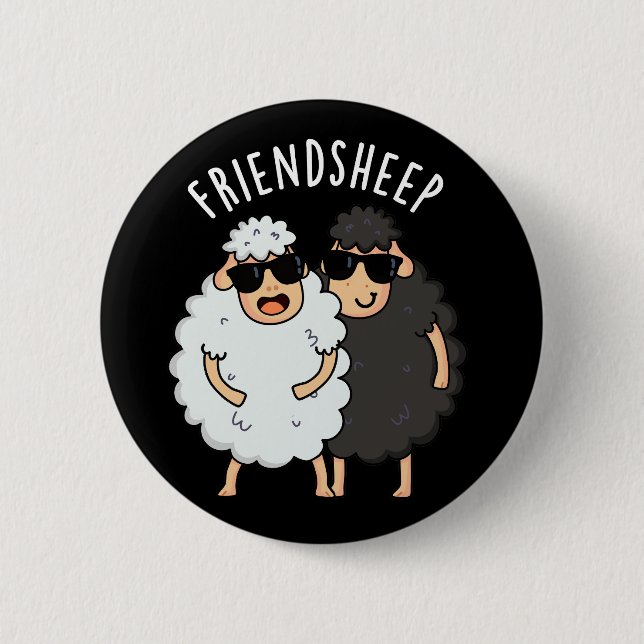 Friend Schafe Funny Sheep Pun Dark BG Button (Vorderseite)