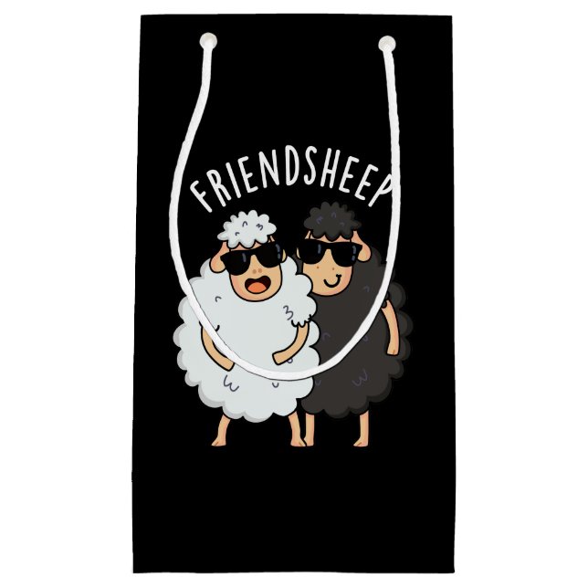 Friend Schafe Funny Sheep Pun Dark BG Kleine Geschenktüte (Vorderseite)