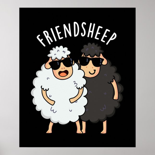 Friend Schafe Funny Sheep Pun Dark BG Poster (Vorne)