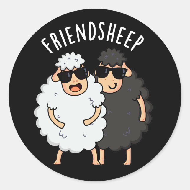 Friend Schafe Funny Sheep Pun Dark BG Runder Aufkleber (Vorderseite)