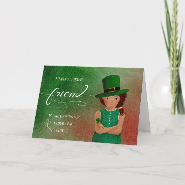 Friend St Patrick's Day Little Girl Leprechaun Karte (Vorderseite)