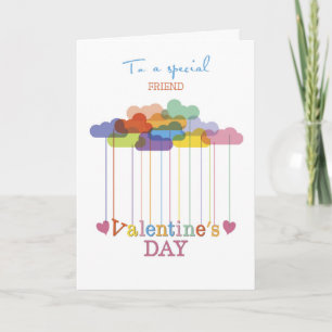 Friend Valentine Regenbogen Wolken und Herzen Feiertagskarte