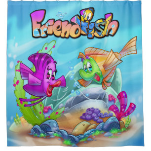 FriendFisch niedlicher Cartoon Duschvorhang