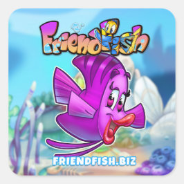 FriendFish Cartoon Quadratischer Aufkleber
