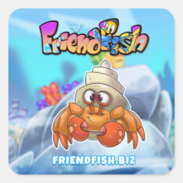 FriendFish Cartoon Quadratischer Aufkleber