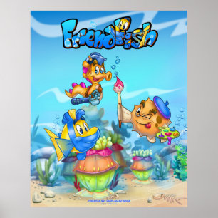 FriendFish mignon dessin animé poster de poisson