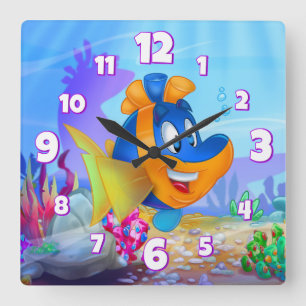 FriendFish mural horloge