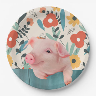 Friendly Baby Pig Niedliches Baby Pappteller