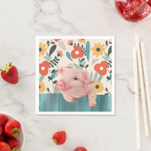 Friendly Baby Pig Niedliches Baby Serviette