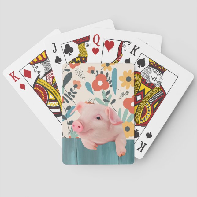 Friendly Baby Pig | Niedliches Baby Spielkarten (Rückseite)