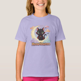 Friendly Black Cat Halloween T - Shirt - Niedliche