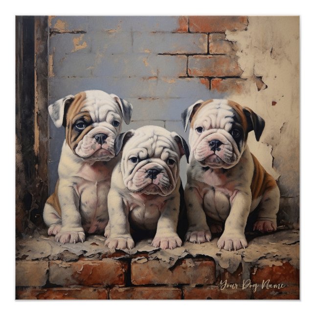 Friendly Bulldog Puppy Dogs 003 - Raimon Paladino Poster (Vorderseite)